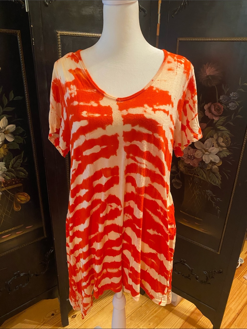 India Boutique Red-orange and a yellow-beige Tie-Dye Top